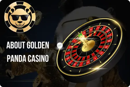 Golden Panda casino logo next to a glowing roulette wheel